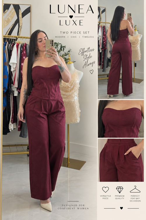 LUNEA LUXE burgundy two-piece set