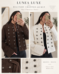 LUNEA LUXE military cropped jacket in brown and white