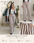 LUNEA LUXE brown and white striped wide leg pants