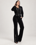 LUNEA LUXE black velvet button-detail two-piece set